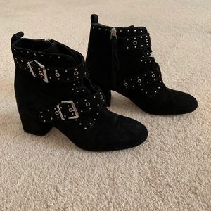 Rebecca Minkoff black suede booties studded size 8